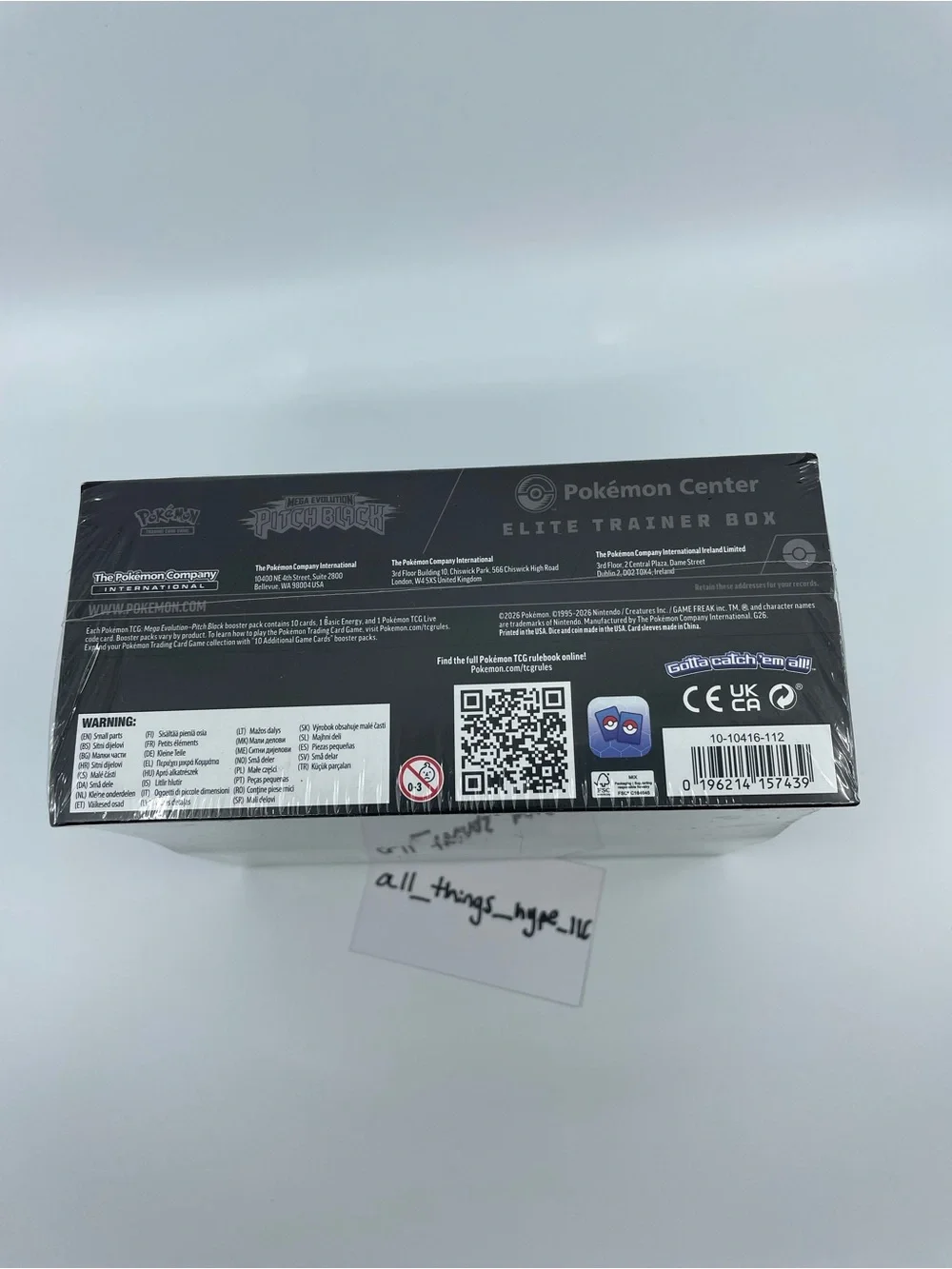 Mega Evolution Pitch Black Pokémon Center Elite Trainer Box (ETB) Sealed New